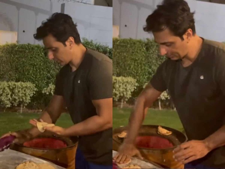When Sonu Sood sat with the guard and started making roti! Weird comments coming on video