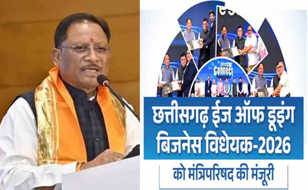 CG में ‘ईज ऑफ डूइंग बिजनेस’ विधेयक लागू, उद्योग और निवेश को मिलेगी नई रफ्तार CG में ‘ईज ऑफ डूइंग बिजनेस’ विधेयक लागू, उद्योग और निवेश को मिलेगी नई रफ्तार
